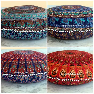 Indian Mandala Round Throw Pillow Case Sofa Cushion Meditation Floor Pillows 32  • $17.99