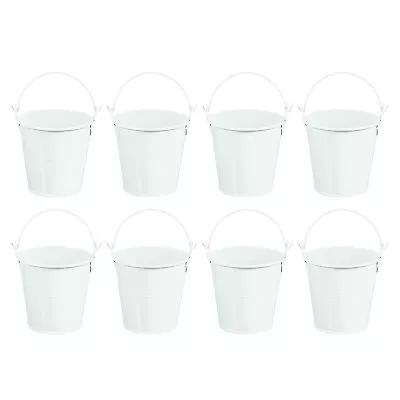 8 Pcs 3 X3  Small Metal Buckets Mini Galvanized Easter Buckets White • $21.14