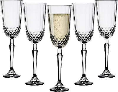 Biandeco Vintage Glass Champagne Flutes Set Of 6 Stylish Champagne Glasses • $29.90