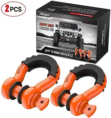 2PCS D Ring Orange Shackles 3/4  Heavy Duty Shackle With 7/8  Pin - Max 9500 Lbs • $25.99