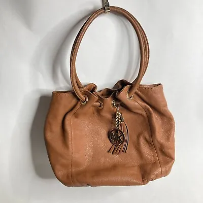 Michael Kors Tan Astor Large Ring Tote Bag Hobo Purse Pebbled Leather • $75