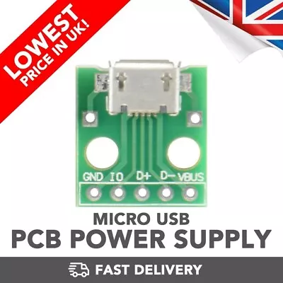 Micro USB DIP Adapter Converter 5pin For 2.54mm PCB Breakout Board Power Supply • £4.99