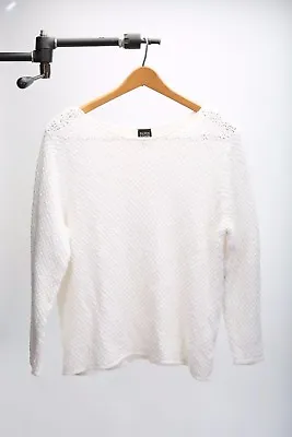 Eileen Fisher - White Cotton Sweater L  / Totokaelo La Garconne • $49