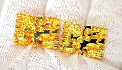 Vtg 1960s Christian Dior Mid-century Modern Mcm Cufflinks Gold Tone Designer • $49