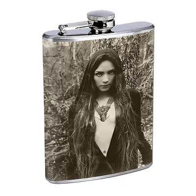 Vintage Witchcraft Witch D7 Flask 8oz Stainless Steel Hip Drinking Whiskey B&W • $14.95