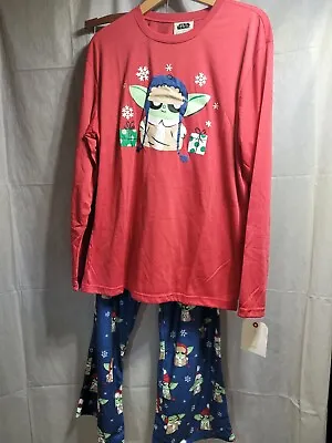  Munki Munki Star Wars Slumber Pajama Set Adult Medium Baby Yoda Christmas  • $40