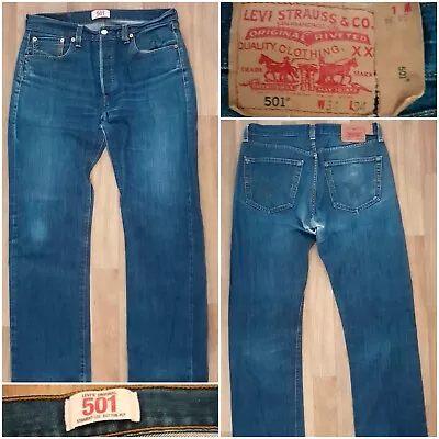 #11 Levi 501 Distressed Vintage Blue Jeans W34 X L33 • £3