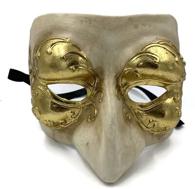 Venetian Mask Beak Masquerade Drama Gilded Gold Mardi Gras Theatre Party Magic • $14.50
