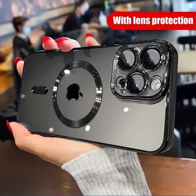 Man Luxury Plating Magnetic Magsafe TPU Case For IPhone Camera Lens Cover • $7.50