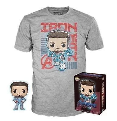 Funko Pop & Tee! Marvel Avengers Endgame #449 Tony Stark GITD Target T-Shirt XL • £18.22