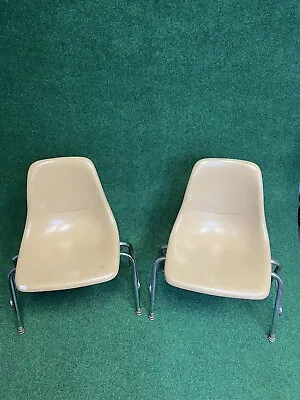 Vintage Childs Hard Molded Plastic Chairs Mid Century - Almond Mom Tan Neutral • $140