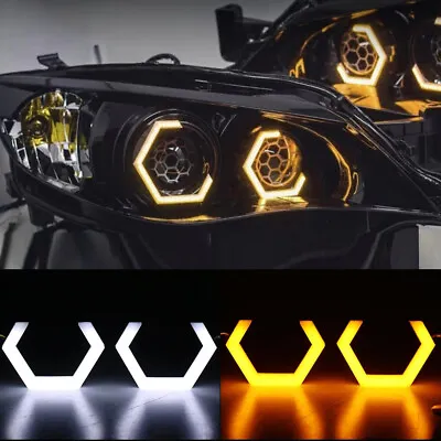 Cotton Hexagon LED Angel Eyes Hex Halo Rings Turn Signal Light Car Headlight DRL • $25.99