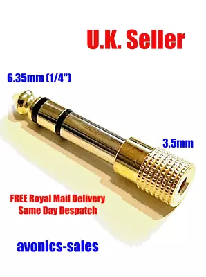 £2.25 • Buy Small To Big Headphone Adapter 3.5mm To 6.35mm 1/4 Inch Audio Jack Adaptor -U.K.