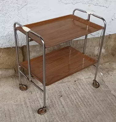 Dinett Serving Trolley Tea Trolley Table Side Table Walnut BAR Chrome 70er K5 • $79.79