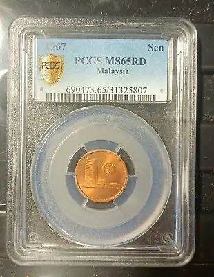 Malaysia 1967 1 Cent Coin Pcgs Ms65rd. • $60