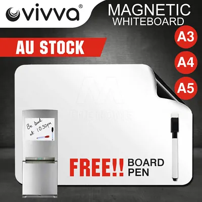 $5.31 • Buy Vivva A3 A4 A5 Fridge Magnetic Whiteboard Pen Marker Eraser Memo Reminder Magnet