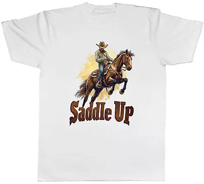 Cowboy Horse Mens T-Shirt Wild West Saddle Up Tee Gift • £8.99