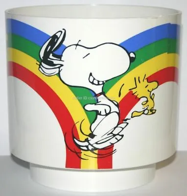 Vintage Charles Schulz Peanuts Snoopy Woodstock Rainbow Footed Bowl Planter Pot • $69.99