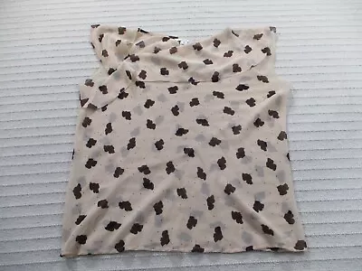 Cabi Women Shirt Medium Brown Floral Sheer Blouse Ruffle Half Sleeve Lightweight • $17.99