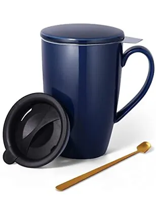 Tea Cup With Infuser And Lid 17 Oz Large Tea Infuser Mug Ceramic Tea Mug With 2 • $28.59