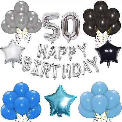 Happy Birthday Banner Balloons Self Inflating Number 18th 25th 30th 40th DecorUK • £0.99