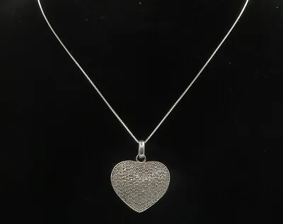 925 Sterling Silver - Vintage Genuine Diamonds Locket Necklace (OPENS) - NE2004 • $199.98