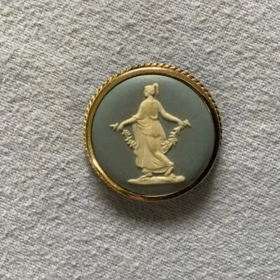 £49.68 • Buy Wedgwood Pale Blue Jasperware 1  Floral Girl Medallion Pin/necklace Ca 1974