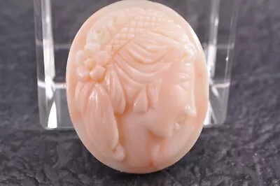 Certificate IncludedJapan Vintage Hand Carved Angel Skin Coral  Cameo (no Dye). • $128.95