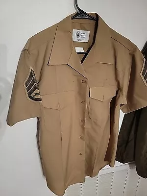 Marine Corps USMC Men's Khaki Charlie Quarter Length Dress Uniform Shirt 15-1/2 • $10