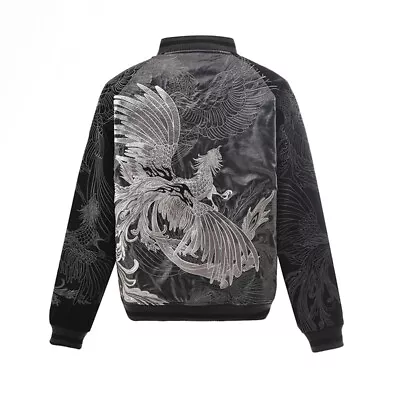 Men Chinese Style Coats Suzaku Embroidered Yokosuka Double-sided Baseball Jacket • $274.99