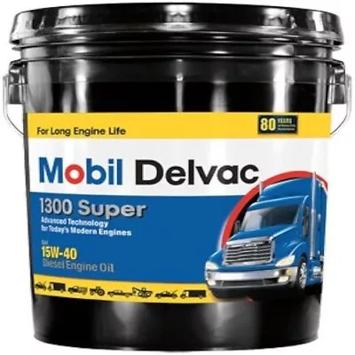 Mobil Delvac 1300 Super Heavy Duty Synthetic Blend Oil 15W-40 5 Gallons. • $105