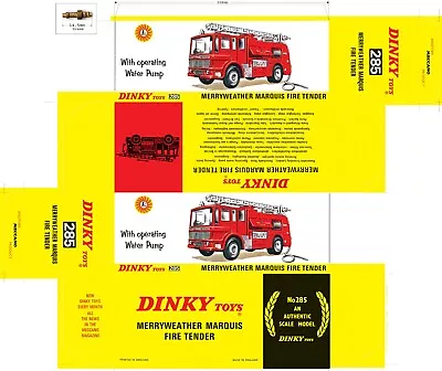 £2.50 • Buy Dinky Reproduction Box 295 Merryweather Marquis Fire Engine