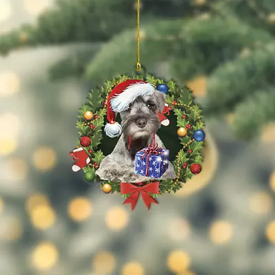 Miniature Schnauzer Dog Christmas Wreath Ornament Schnauzer Dog Christmas • $19.99