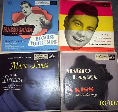 MARIO LANZA Lot Of (4) RCA 45 Red Seal  EPs - 10 Records - 1 RedVinyl  1952-1954 • $5
