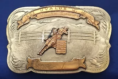 Vintage 1963 Uvalde Texas Quarter Horse Irvine Jachens Silver Trophy Belt Buckle • $89