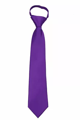 Men's Extra Long Purple Solid Pretied XL Zipper Necktie Weddings Business  • $14.95