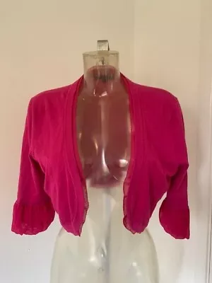 Coast Cerise Pink Open Soft Stretchy Cardigan Shrug Bolero Top Cover Up Size L • £6.99