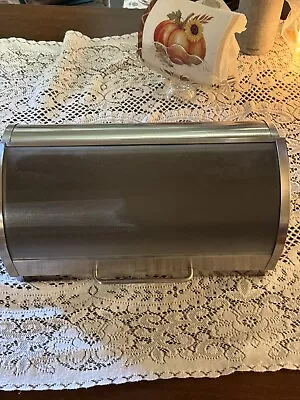 Oggi Stainless Steel Bread Box W/ Tempered Glass Roll Back  Lid. Great Condition • $24