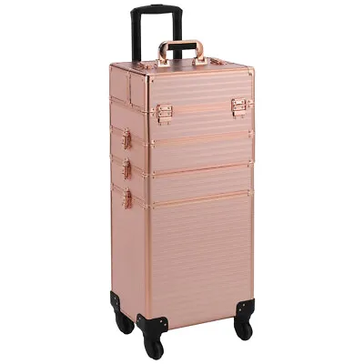 Rose Gold Mobile Make Up Trolley Nail Technician Organizer Cosmetics Beauty Case • £79.95