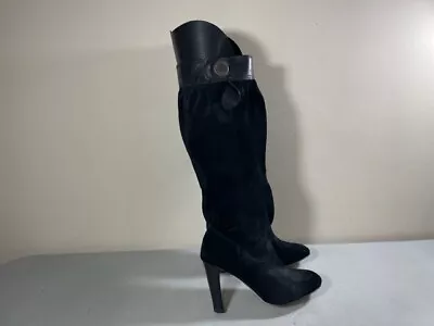 Michael Kors Women's Black Suede Side Zip Heeled Knee High Boots Size 6m • $19.37