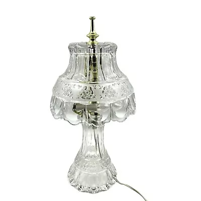 Vintage Clear Lead Glass Cut Crystal Lamp Vanity Table Boudoir Night Light 1980s • $99.99