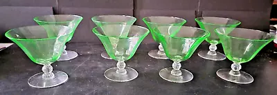 (8) Vintage Green  Glass Sherbet / Dessert Cups • $29.93