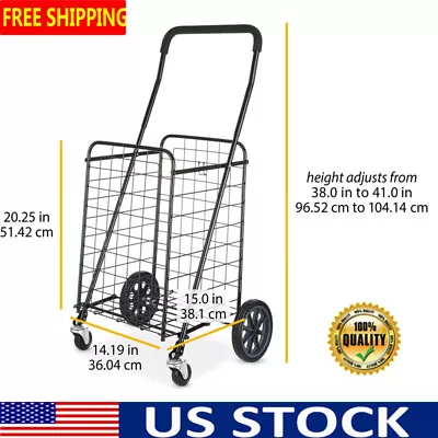 $41.95 • Buy Wheeled Rolling Laundry Basket Shopping Cart Clothes Storage Adjustable Height