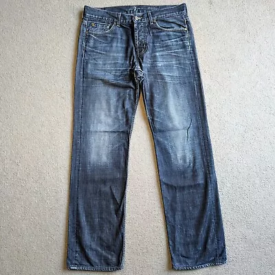 7 For All Mankind Jeans W32 L31 Button Fly Straight Mens Blue Denim • £14.99