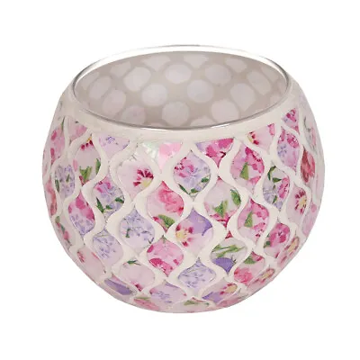 Straits Floral Globe Tealight Holder Pink Flower Decorative Candle Jar Home SALE • £10.25