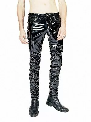 New EVIL GOTHIC PVC VINYL GLOSS ROCK STAR STAGE ROCKER SKINNY JEANS PANTS • $69.99