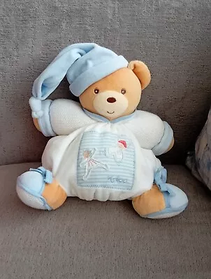 Kaloo White Blue Sitting Chubby Bear Soft Toy Plush Comforter Doudou 17cm • £3.20