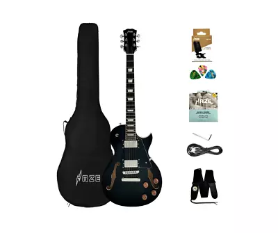 Haze 239 BK Semi-Hollow Body Electric Guitar Black + Free Gig Bag Picks Strap • $247.71