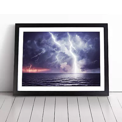 Hopeful Lightning Storm Wall Art Print Framed Canvas Picture Poster Decor • £14.95