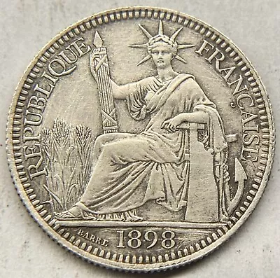 French Indochina 1898 A 10 Centimes Silver Coin KM #9 (cleaned) • $73.90